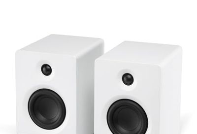Victrola Tempo – Bluetooth Bookshelf Speakers – Room-Filling Sound, Bluetooth Input, Multi-Speaker Streaming Using Auracast, USB-C Computer Input, Turntable Inputs, Subwoofer Output (Pair, White)