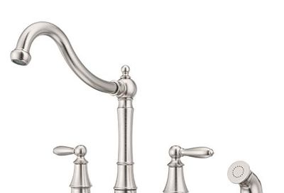 Pfister Courant Kitchen Faucet with Side Sprayer, 2-Handle, High Arc, Stainless Steel Finish, F0314COS