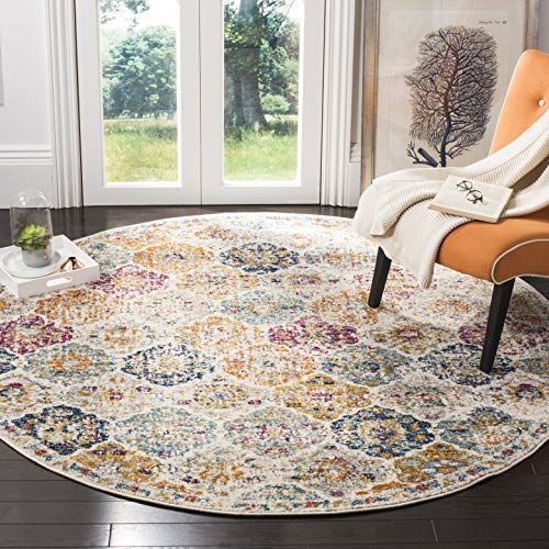 Safavieh MAD611B-7R Rug, 6'7" Round, Cream/Multi Safavieh MAD611B-7R Rug, 6'7" Round, Cream/Multi