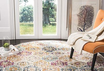 Safavieh MAD611B-7R Rug, 6'7" Round, Cream/Multi