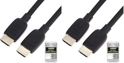 Amazon Basics High-Speed 8K HDMI Cable, Black - 10 Feet (Pack of 2)