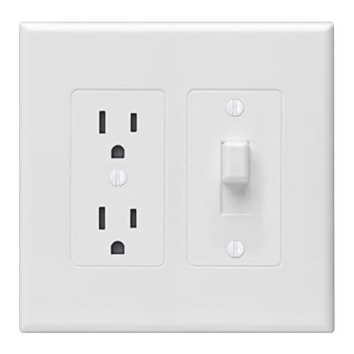 TayMac 2772W Masque White 2-Gang Decorator Electrical Outlet Cover & Toggle Switch Wall Plate, Replaces Old Wall Plate for Electric Outlet, Home Improvement Essential