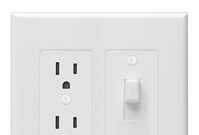 TayMac 2772W Masque White 2-Gang Decorator Electrical Outlet Cover & Toggle Switch Wall Plate, Replaces Old Wall Plate for Electric Outlet, Home Improvement Essential