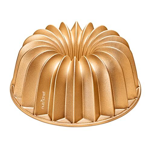 NutriChef Bundt Cake Pan - Die Cast Fluted Aluminum Cake Mold, Nonstick for Easy Release and Even Bake, Durable Design, Ideal for Desserts and Casseroles NutriChef Bundt Cake Pan - Die Cast Fluted Aluminum Cake Mold, Nonstick for Easy Release and Even Bake, Durable Design, Ideal for Desserts and Casseroles
