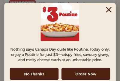 Burger King: $3 poutine Canada Day