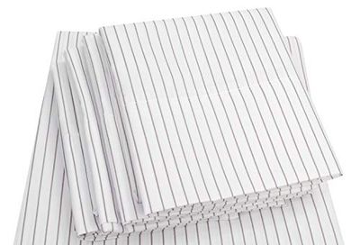 Size Bed Sheets - 6 Piece 1500 Thread Count Fine Brushed Microfiber Deep Pocket Sheet Set Bedding - 2 Extra Pillow Cases, Great Value, Full, Pinstripe White