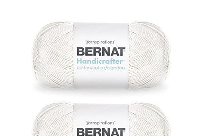 Bernat Handicrafter Cotton Off White Yarn - 2 Pack of 400g/14oz - Cotton - 4 Medium (Worsted) - 710 Yards - Knitting/Crochet