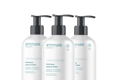 ATTITUDE Liquid Hand Soap, EWG Verified, Plant and Mineral-Based, Vegan Personal Care Products, Unscented, 473 mL (Pack of 3) $19.99 (lowest)