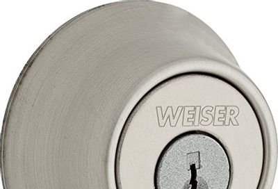 Weiser Elements Satin Nickel Round Deadbolt Lock, ANSI/BHMA Grade 3 Certified Front Door Lock, Kick Proof, Bump Proof & Anti-theft Exterior Door Lock with Key, Traditional Door Locks for Entry Door
