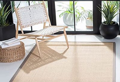 SAFAVIEH Area Rug 4x6 - Natural Fiber Collection - Maize & Grey, Sisal, Woven Design with Border (NF141G)