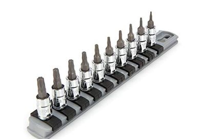 TEKTON 1/4 Inch Drive Torx Bit Socket Set with Rail, 10-Piece (T6-T30) | SHB90103