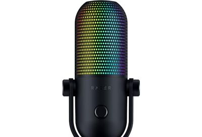 Razer Seiren V3 Chroma RGB USB Microphone: Stream & Game Reactive Lighting - Tap-to-Mute Sensor - Condenser Mic - Digital Gain Limiter & Shock Absorber - PC, Discord, OBS Studio, XSplit $136.99 (lowest)