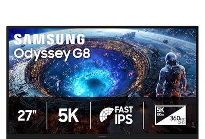 SAMSUNG 27 inch Odyssey G8 5K IPS Gaming Monitor DLG 5K 180 QHD 360Hz 1ms HDR10+ Gsync Freesync DP, HDMI, USB-C $1149.99 (lowest)