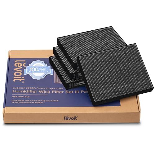 Levoit 4-Pack Replacement Filters for Superior 6000S Smart Evaporative Humidifier, Captures Large Particles & Minerals, Extends Filter Life up to 6 Months, Gray Levoit 4-Pack Replacement Filters for Superior 6000S Smart Evaporative Humidifier, Captures Large Particles & Minerals, Extends Filter Life up to 6 Months, Gray