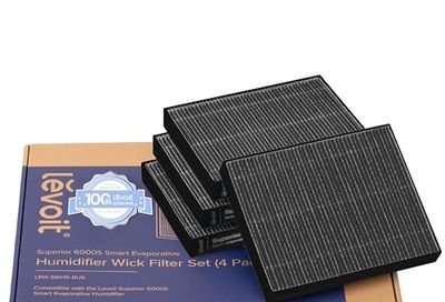 Levoit 4-Pack Replacement Filters for Superior 6000S Smart Evaporative Humidifier, Captures Large Particles & Minerals, Extends Filter Life up to 6 Months, Gray