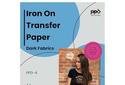 PPD Iron on Transfer Paper for Dark Fabric Compatible with Inkjet Printer, 8.5 x 11 Printable T Shirt Heat Transfer Papers, Custom Print Photo, Durable, Flexible & Machine Washable (10 Sheets)