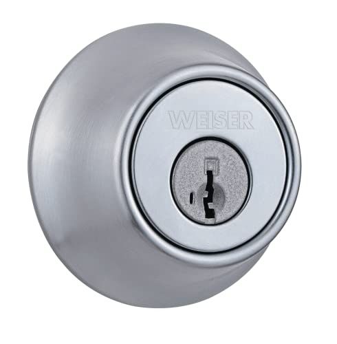 Weiser Elements Satin Chrome Round Deadbolt Lock, ANSI/BHMA Grade 3 Certified Front Door Lock, Kick Proof, Bump Proof & Anti-theft Exterior Door Lock with Key, Traditional Door Locks for Entry Door Weiser Elements Satin Chrome Round Deadbolt Lock, ANSI/BHMA Grade 3 Certified Front Door Lock, Kick Proof, Bump Proof & Anti-theft Exterior Door Lock with Key, Traditional Door Locks for Entry Door