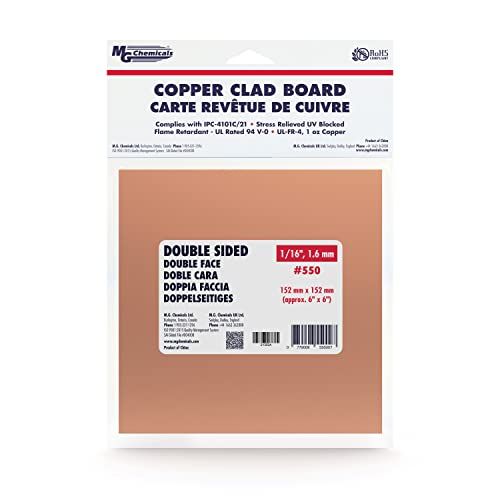 MG Chemicals 6" x 6" Copper Clad Board, Double Sided, 1 oz Copper, 1/16" Thick, FR4