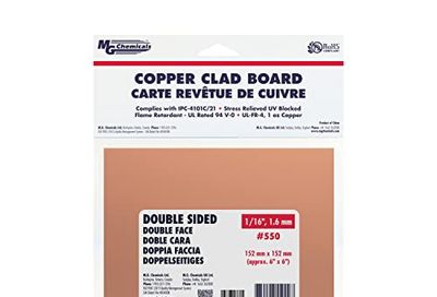 MG Chemicals 6" x 6" Copper Clad Board, Double Sided, 1 oz Copper, 1/16" Thick, FR4