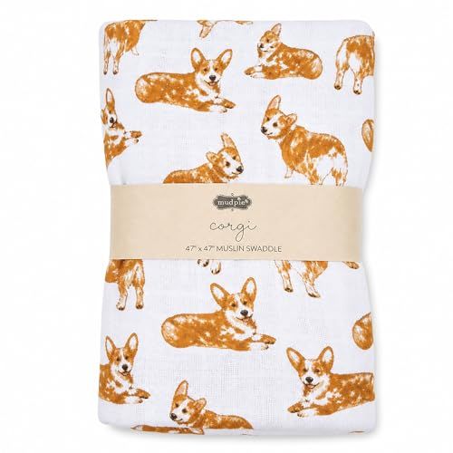 Mud Pie Baby Dog Breed Swaddle Blanket, Corgi, 47" x 47" Mud Pie Baby Dog Breed Swaddle Blanket, Corgi, 47" x 47"