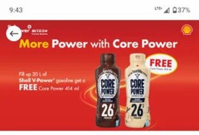 Shell: Free Core Power 414ml product with 30L Shell V-Power gas from July 7 - Aug 3 YMMV