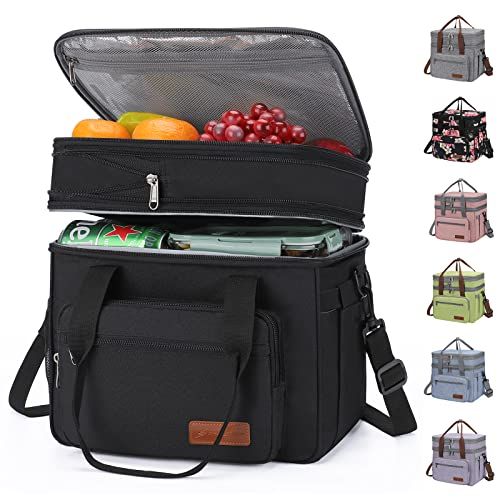 Maelstrom Lunch Bag Women,23L Insulated Lunch Box for Men Women,Expandable Double Deck Cooler Bag,Lightweight Leakproof Tote Bag with Side Tissue Pocket (Black) Maelstrom Lunch Bag Women,23L Insulated Lunch Box for Men Women,Expandable Double Deck Cooler Bag,Lightweight Leakproof Tote Bag with Side Tissue Pocket (Black)