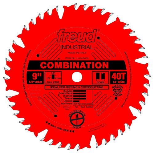 Freud LU84R009 9-Inch 40 Tooth ATBF Combination Saw Blade with 5/8-Inch Arbor and PermaShield Coating