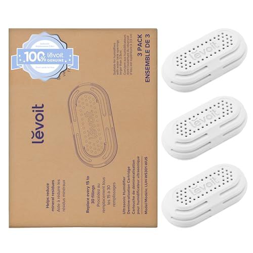Levoit 3-Pack Humidifier Water Softener, Demineralization Cartridge, Compatible with All LEVOIT Top Fill Humidifiers, Calcium and Magnesium Ion Softening, Ultrasonic Welding Design, APP Reminder Levoit 3-Pack Humidifier Water Softener, Demineralization Cartridge, Compatible with All LEVOIT Top Fill Humidifiers, Calcium and Magnesium Ion Softening, Ultrasonic Welding Design, APP Reminder
