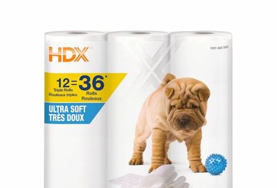 Home Depot: HDX Ultra Soft Triple Roll Toilet Paper (12-Roll) $10