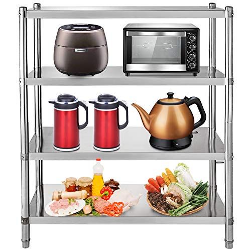 Happybuy Stainless Steel Shelving 47x18.5x60 Inch 4 Tier Stainless Steel Shelving Unit Shelving Units and Storage Heavy Duty Shelf for Kitchen Commercial Office Garage Storage 330lb Per Shelf Happybuy Stainless Steel Shelving 47x18.5x60 Inch 4 Tier Stainless Steel Shelving Unit Shelving Units and Storage Heavy Duty Shelf for Kitchen Commercial Office Garage Storage 330lb Per Shelf