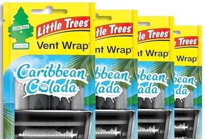 LITTLE TREES Car Air Freshener. Vent Wrap Provides Long-Lasting Scent, Slip on Vent Blade. Caribbean Colada, 16 Air Fresheners