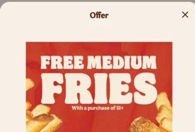 Burger King: Free medium fries with $1 online purchase National Fry Day