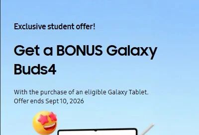 Samsung: Students: Free Galaxy Buds4 with eligible Galaxy Tablet or Buds4 Pro with Galaxy Book
