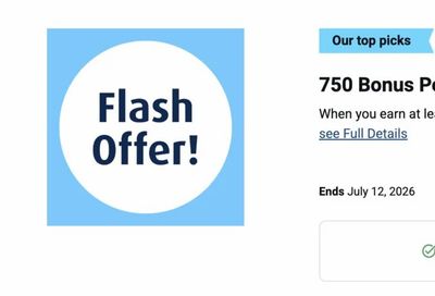 Blue Rewards Flash Offer - 750 Bonus Points When you earn at least 1 Blue Point anywhere.