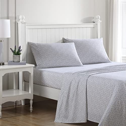 Laura Ashley Home - King Sheets, Cotton Percale Bedding Set, Crisp & Cool Home Decor (Emogene Purple, King) Laura Ashley Home - King Sheets, Cotton Percale Bedding Set, Crisp & Cool Home Decor (Emogene Purple, King)