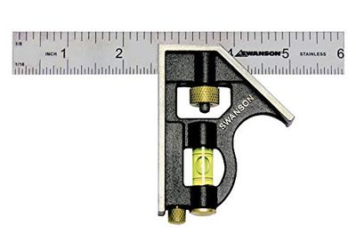 Swanson TC130 6-Inch Combo Square with Stainless Steel Rule, Zinc Body
