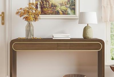 Console Table with Drawers, Narrow Entryway Table, Wooden Sofa Table for Living Room, Hallway, or Entryway, Long-Lasting MDF Frame, Rectangular Design, Modern Accent Furniture with Storage, Brown
