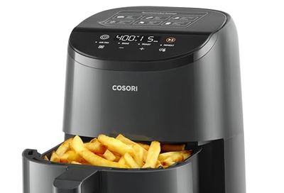 Cosori Air Fryer 2.1 Qt, 4-in-1 Mini Airfryer Oven, Bake, Roast, Reheat, Space-saving & Low-noise, Nonstick and Dishwasher Safe Basket, 97% Less Oil 30 In-App Recipes, Gray