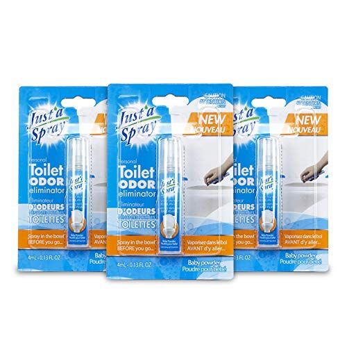 Just'a Spray Before You Go Toilet Odor Eliminator, Baby Powder, 4 ml (Pack of 3), Poop Spray | Just a Spray $9.58 (lowest) Just'a Spray Before You Go Toilet Odor Eliminator, Baby Powder, 4 ml (Pack of 3), Poop Spray | Just a Spray $9.58 (lowest)