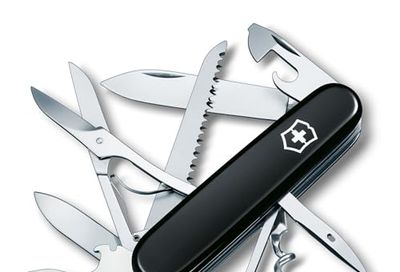 Victorinox Huntsman Swiss Army Knife, 15 Functions, Swiss Made Pocket Knife with Large Blade, Screwdriver, Scissors and Wood Saw - Black