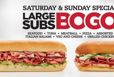 Mr. Sub: BOGO select large subs weekend July 18 & 19