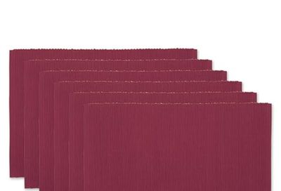 DII Basic Everyday Ribbed Tabletop 100% Cotton, Placemat Set, 13x19, Barn Red, 6 Piece