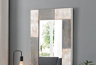 FirsTime & Co. Mason Planks Wall Mirror, 31.5" H x 24" W, Aged White & Gray Wood