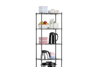 6 Tiers Wire Shelving 12" Dx17 Wx64 H Metal Frame Storage Shelves Easy Setup NSF Certified Storage Shelf Rack Shelf with Leveling Feet for Home Garage Kitchen Pantry, Black