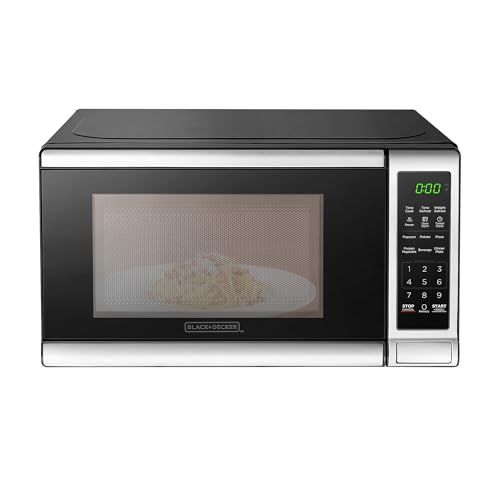 BLACK+DECKER EM720CB7 Digital Microwave Oven with Turntable Push-Button Door, Child Safety Lock, 700W, Stainless Steel, 0.7 Cu.ft $109.96 (lowest)