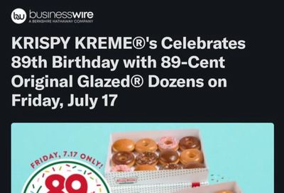 Krispy Kreme BOGO 89 cents original glaze