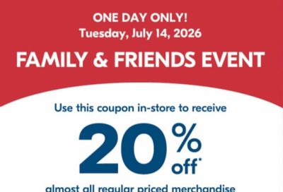 Shoppers Drug Mart Canada Family & Friends Event: Get 20% off Regular Priced Items Today Only
