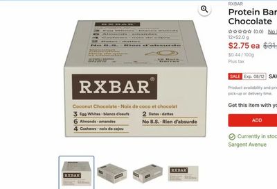 Real Canadian Superstore: RXBar Protein Bar, Coconut Chocolate 12 x 52g $2.75 (reg. $31.99)