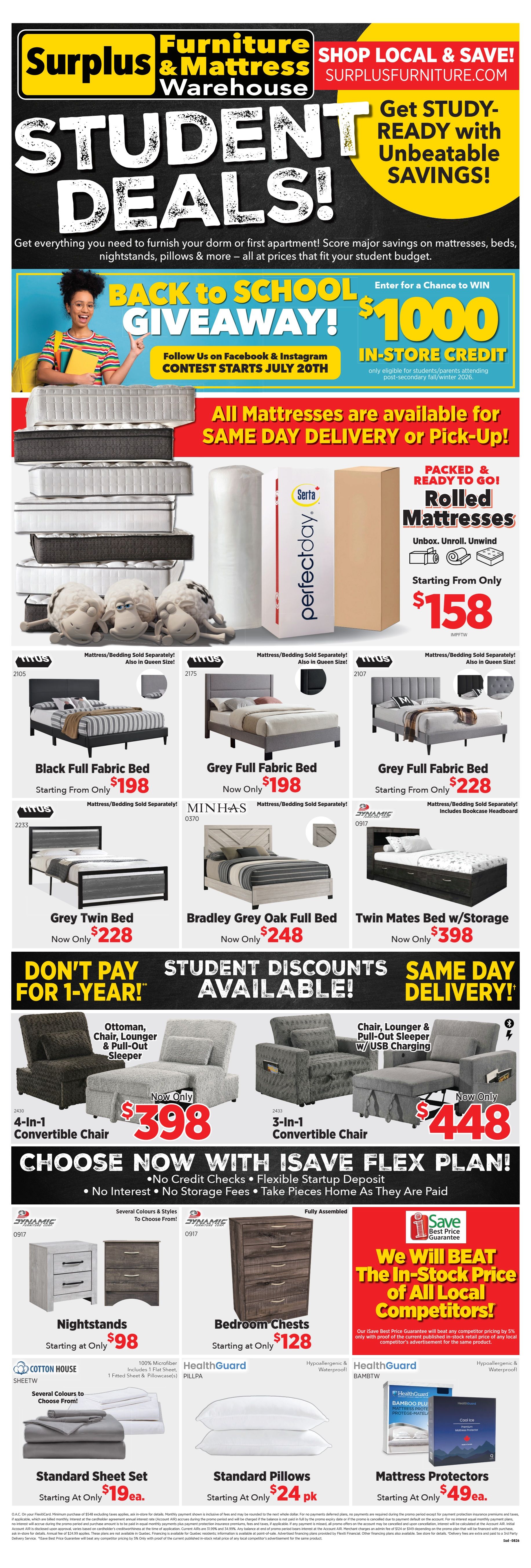 Surplus Furniture & Mattress Warehouse (Sudbury) Flyer July 20 to August 16