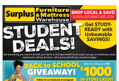 Surplus Furniture & Mattress Warehouse (Sudbury) Flyer July 20 to August 16